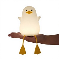 Veilleuse en silicone en forme de canard mignon avec contrôle tactile et rechargeable par USB pour bébé et enfant, décoration de chambre kawaii, cadeau de Noël