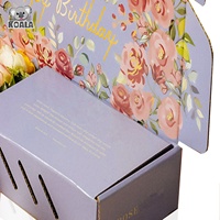 Vente en gros, grand Carton ondulé pliable violet, Bouquet de fleuriste frais, Roses, boîte d'emballage de fleurs