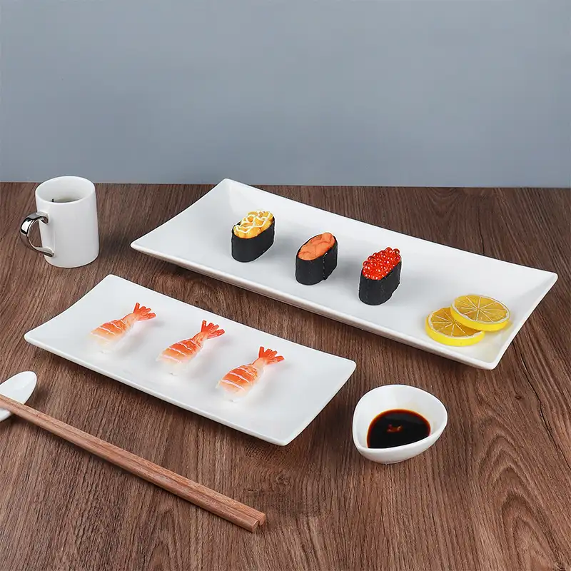 Ceramic Dinner Dessert Plate Set 10 inch Rectangular Japanese Restaurant Sushi Plate