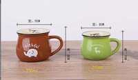 Bol rétro créatif en céramique émaillée avec poignée, tasse à café ou à lait avec logo personnalisable