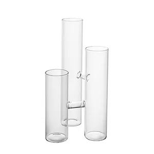 The manufacturer directly sells modern tabletop glass flowerpot decoration 3 tube vases