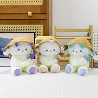 Peluche magnétique super douce personnalisée par le fabricant, poupée d'agneau romantique tenant un bouquet de roses pour la Saint-Valentin