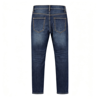 Jeans slim fit pour homme, denim en coton délavé foncé, cinq poches, classique, décontracté, pour tous les jours, avec rivets