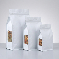 Sachet alimentaire refermable coloré en aluminium à fond plat avec fenêtre transparente pour café, fruits secs et noix