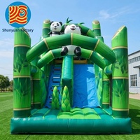 Château gonflable Panda avec toboggan, structure de saut gonflable en PVC, château gonflable rebondissant pour la location et les jeux