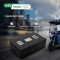 Paket Baterai Lithium Iron Phosphate 64V 102Ah Daya Kontinu 3kW Output Pulsa 4.5kW untuk Kendaraan Listrik Kecepatan Rendah