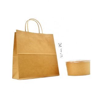Wholesale Eco Friendly Cosmetic Clothing Gift Shopping Food Takeaway Packaging Kraft Paper Tote Bags with Handles - Product Image 5