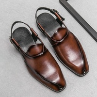 Sandales d'été confortables en PU à bout fermé pour hommes, style Baotou, idéales pour les occasions décontractées, mariages, fêtes, activités de plein air, avec caractéristiques souplesse et sensation pieds nus, couleur unie