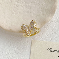18K Vergoldeter CZ Zirkon Ring für Damen Verstellbarer Offener Ring Luxuriöser Klobiger Auffälliger Trendiger Modeschmuck für Partys
