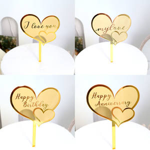 Nouveau design Je t'aime Joyeux <span class=keywords><strong>anniversaire</strong></span> Gâteau de mariage Topper en acrylique <span class=keywords><strong>pour</strong></span> gâteaux - Product Image 2