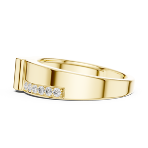 Classic Yellow Gold Diamond Ring with Round Brilliant Cut <b>Stones</b> for Wedding Unisex Jewelry - Product Image 3