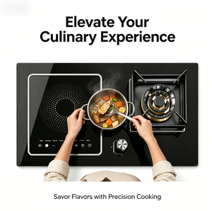 Table de cuisson flexible 2-en-1 à induction et gaz 5,2 kW, cuisinière à gaz 1900 W, plaque électrique pour une cuisson polyvalente - Product Image 3