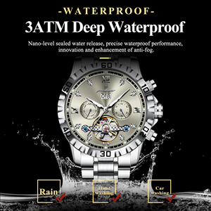 Reloj de Lujo para Hombre Poedagar, Automático, con Fecha y Día de la Semana, Reloj de Pulsera con Tourbillon Hueco, Reloj Mecánico de Acero Inoxidable para Hombre - Product Image 2