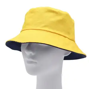 Nuovo arrivo all'ingrosso Double-face cotone cappello a secchiello in giallo estate ragazzi ragazze primavera moda per regali promozionali