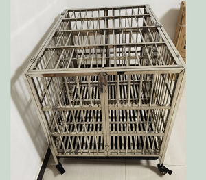 Kandang Pembawa Anjing, Stainless <span class=keywords><strong>Steel</strong></span> Dapat Dilipat dengan Pintu Makan Kandang Anjing Stainless <span class=keywords><strong>Steel</strong></span> - Product Image 2