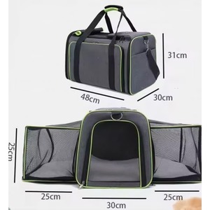 Sac de transport extensible pour animaux de compagnie, approuvé par les compagnies aériennes, avec poches en filet, bandoulière et coussinets lavables - Pour 2 chats, chatons - Product Image 1