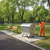 Conteneur à déchets métallique empilable de 1100 L en acier galvanisé à chaud sur roues pour espaces publics extérieurs