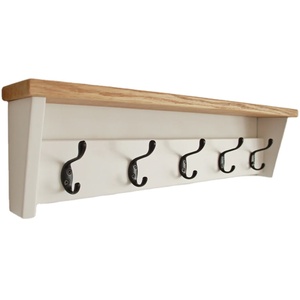 Móc Treo Áo Khoác Kệ Gỗ Sồi Nguyên Khối Tùy Chỉnh Giá Treo Áo Khoác Treo Tường Hành Lang Hoặc Phòng Bùn Có Kệ - Product Image 1