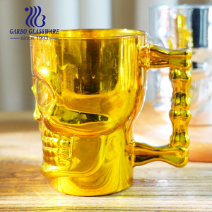 Taza de cristal de cerveza decorativa de galvanoplastia de oro de 520ml de Venta caliente - Product Image 1