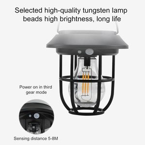 Edison Warm White Solar Garden Lights Outdoor Hanging Light <strong>PIR</strong> 3 Work Modes LED Landscape Pathway <strong>Lighting</strong> - Product Image 2
