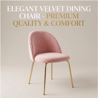 Chaise de salle à manger moderne de luxe en velours rose avec pieds en métal plaqué or, rembourrée, style minimaliste, pour restaurant, vente en gros