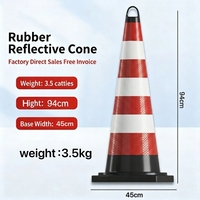 Cônes de signalisation ronds flexibles OEM de 90 cm en caoutchouc-plastique avec collier réfléchissant prismatique haute intensité pour zones de construction