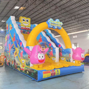 สปันจ์บ็อบทำจากพีวีซีมีสไลเดอร์เป่าลมสำหรับเด็กใช้ในงานเลี้ยง - Product Image 1