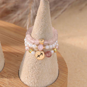 Bijoux <span class=keywords><strong>du</strong></span> zodiaque bohème pierre naturelle perlée bande anneau extensible ensemble à la main faire cristal empilable anneau astrologie <span class=keywords><strong>Horoscope</strong></span> - Product Image 4