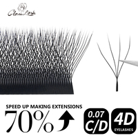 GLAMLASH 4D Extensions de cils de volume préfabriquées en forme de W 12 rangées d'éventails faits à la main par vente en gros
