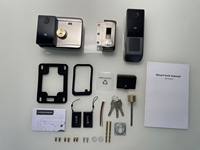 Cerradura Inteligente de Manija para Puerta de Vidrio o Metal a Prueba de Agua IP65 con Timbre, Desbloqueo por Contraseña Digital, Llave y Escáner de Huella Dactilar