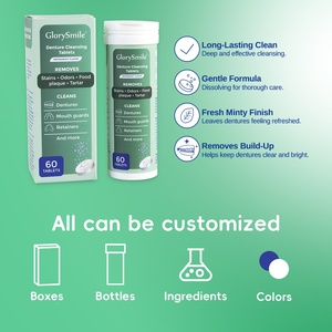 טבליות ניקוי תותבות GlorySmile סיטונאיות, מותג פרטי, 60 יחידות, בטעם מנטה, תוסף תזונה תוסס לניקוי ריטיינר, מסיר כתמים - Product Image 5