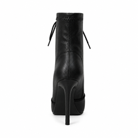 Bottines à plateforme noires à lacets pour femmes, talon aiguille, mode, avec fermeture éclair latérale, pour la vente en gros, OEM, ODM, acheteurs mondiaux