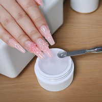 HS Nail Gel de Construction Solide Transparent Sans Chaleur 15ml Non Collant pour Extension d'Ongles, Gel Dur LED Non Chauffant, Marque Privée