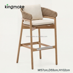 Mobili da Esterno Durevoli per Resort, <span class=keywords><strong>Hotel</strong></span>, Bar e Giardino: Sgabelli da Bar Commerciali in Vimini Intrecciato e Teak - Product Image 5