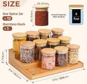 Home Kitchen High Borosilicate Eco-Friendly BPA Free Glass Food Grade Durable Storage Jam Jars Set with Bamboo Lid for Camping - Product Image 3