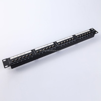 Panel de Conexiones Keystone RJ45 Cat6A UTP de 24 Puertos, 0.5U, 19 Pulgadas, Montaje en Rack, Plástico, Doble IDC