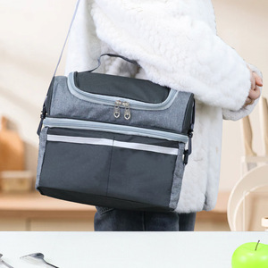 Sac à déjeuner double couche en tissu Oxford, isotherme, sac à bandoulière pour trajets quotidiens, sac de rangement alimentaire portable - Product Image 1