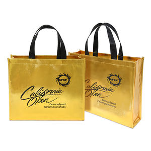 Sac fourre-tout personnalisé de taille moyenne en argent et or brillant avec logo imprimé au laser - Product Image 3