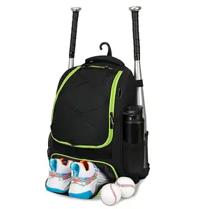 Youth Baseball Bag Bat Backpack For Softball And T-ball Gear With Separate Shoe Compartment