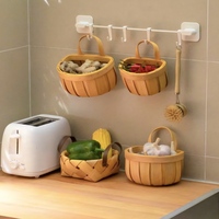 Nouvel ensemble de paniers de rangement tissés pour gingembre et ail avec panier mural en bambou pour le rangement et la décoration de la cuisine