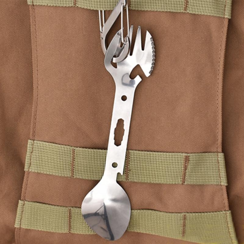 Cuillère Fourchette Spork De Camping En Acier Inoxydable, Multifonction, Sans Marque