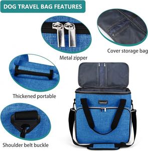 Sac de voyage pour chien, sac de transport pour animaux de compagnie approuvé par les compagnies aériennes avec poches multifonctions, 2 compartiments pour aliments - Product Image 5