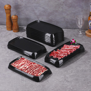 Plato rectangular apilable con diseño de piedra negra para filetes, ideal para fiestas y comidas en hoteles - Product Image 3