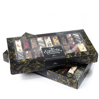 Boîtes à chocolat personnalisées de luxe vides avec fenêtre transparente, auto-assemblantes, recyclables, gaufrage, laminage mat, revêtement UV