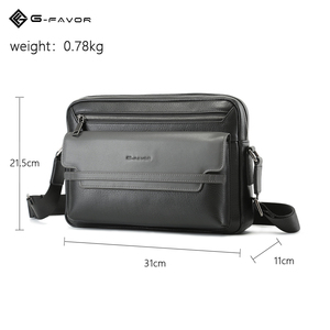 Personalizado 	 Bolsos de Mensajero de Cuero Genuino Negro y Gris Casuales para Negocios, Sacoche Homme, Bolsos Cruzados de Hombro Duraderos para Hombre - Product Image 6