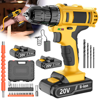 Ensemble de perceuse sans fil sans clé 20V avec tournevis électrique Mini moteur brossé à vitesse variable pour bricolage Batterie de source d'alimentation d'entrepôt européen