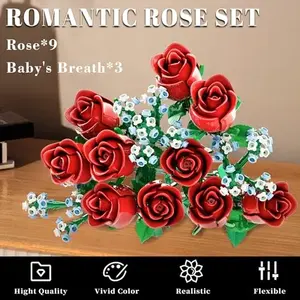 Gratuit <span class=keywords><strong>Trib</strong></span> 11003 2025 nouveau romantique Rose fleur Bouquet modèle briques décoration de la maison enfants bricolage jouets fille cadeaux blocs de construction ensembles - Product Image 2