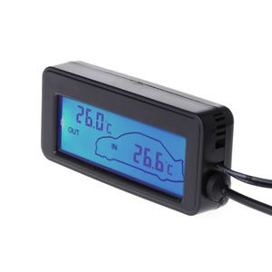 เครื่องวัดอุณหภูมิแบบดิจิตอล 12V สำหรับรถยนต์ ภายในและภายนอก จอ LCD แสดงผลอุณหภูมิแบบมีไฟพื้นหลัง พร้อมเซ็นเซอร์อิเล็กทรอนิกส์แบบมีสาย สำหรับใช้ในยานพาหนะ - Product Image 4