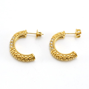 ZOGXIN Gold Plated C Shape Stud Earrings With Pearls And Rhinestones For Women Party Jewelry Geometric Design - Product Image 2