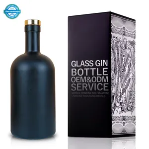 Grosir 50ml 100ml 200ml 375ml 500ml 750ml 1000ml botol kaca Vodka gaya Nordic untuk Gin Whisky minyak zaitun dengan gabus